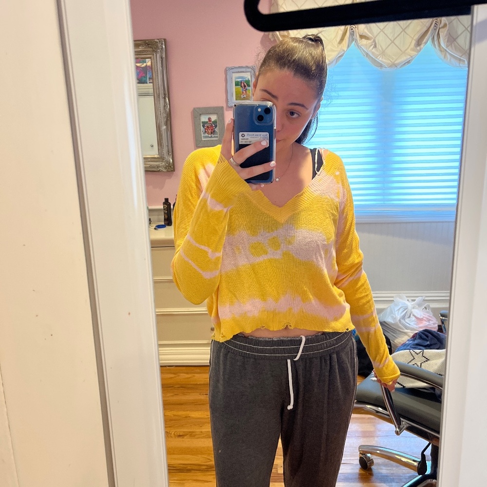 Yellow tie dye sweater